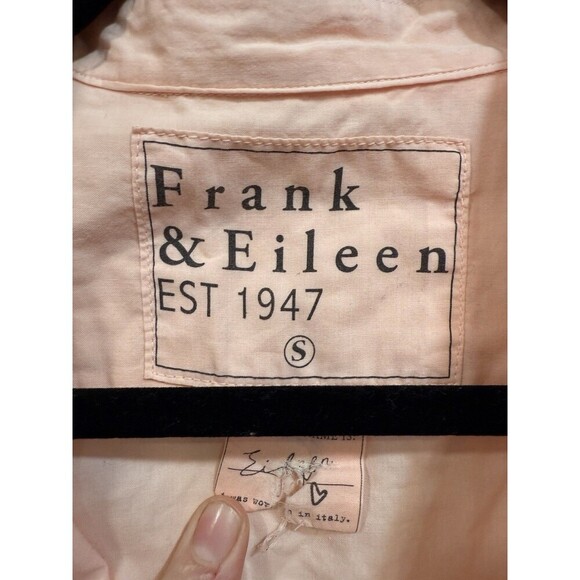 Frank & Eileen EILEEN Relaxed Button-Up Shirt Cotton Peach Size Medium - Picture 3 of 8